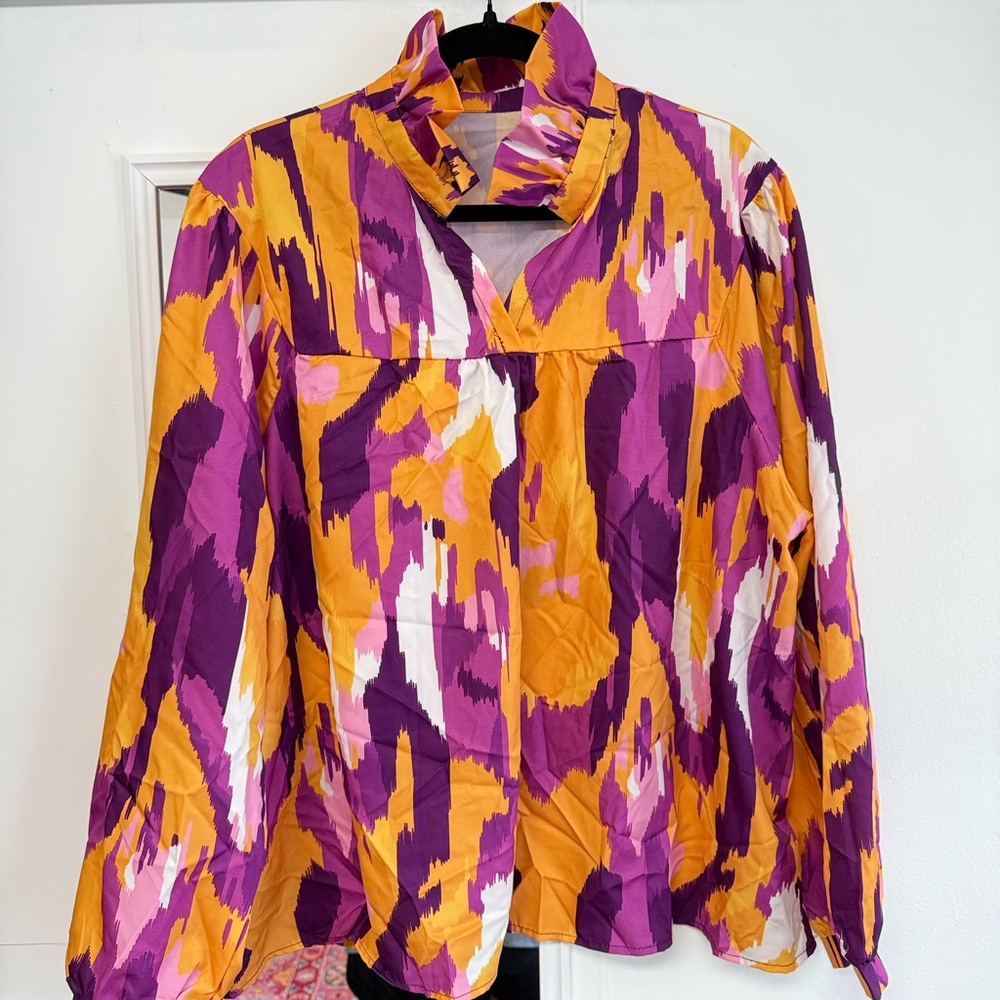 Vibrant Purple and Orange Women's Top